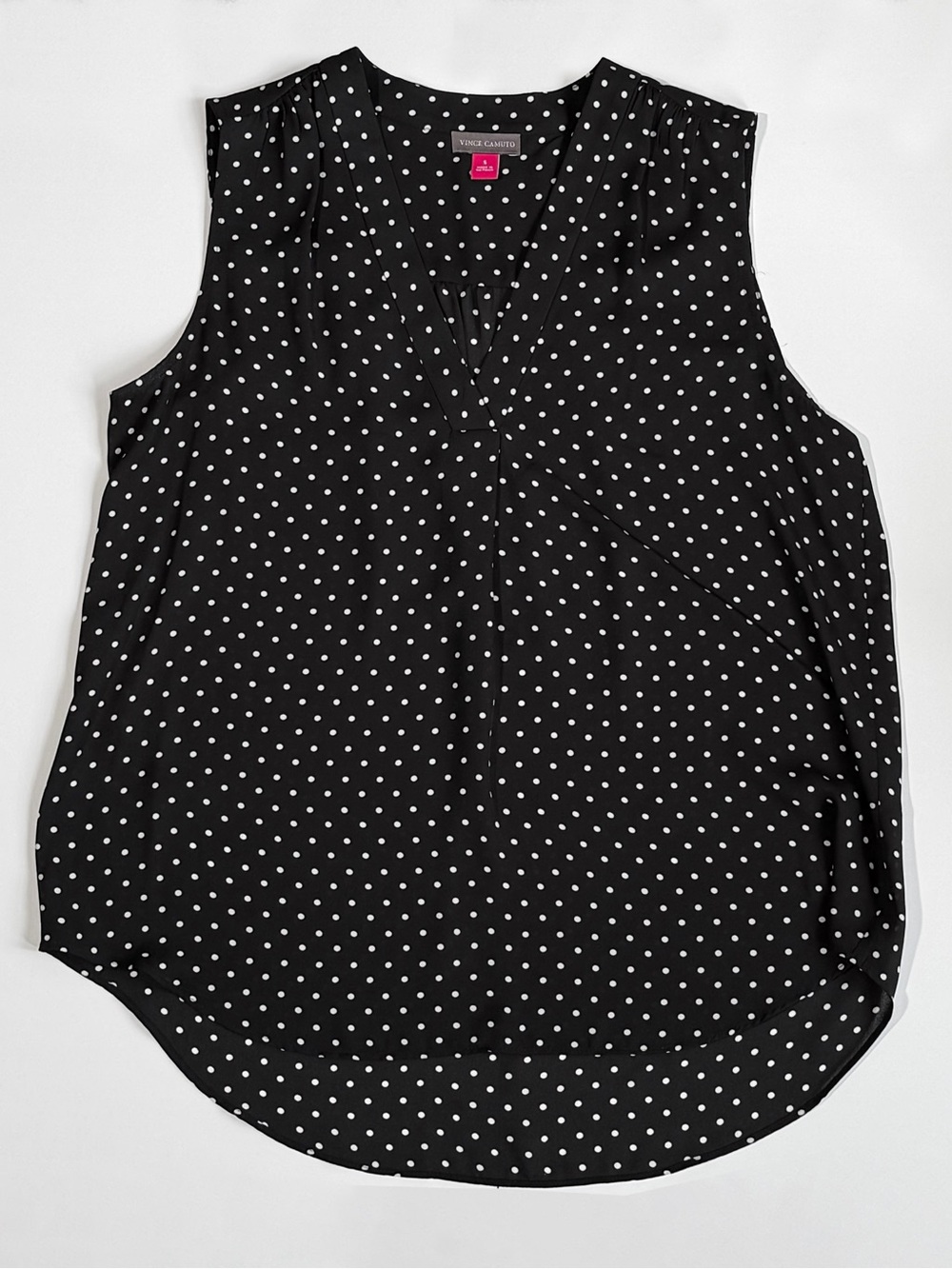 Vince Camuto Black and White Polka Dot V-Neck Tank Top NEVER WORN